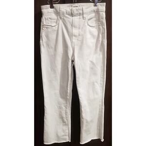 PAIGE Womens 26 Courtney White Jeans high Rise raw hem denim cropped bootcut